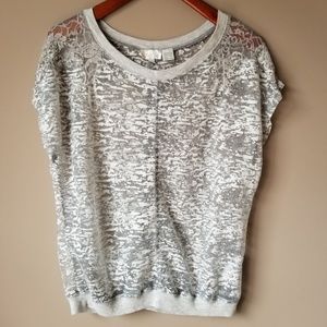Miss Me White Silver Burnout Top with Beads Size S